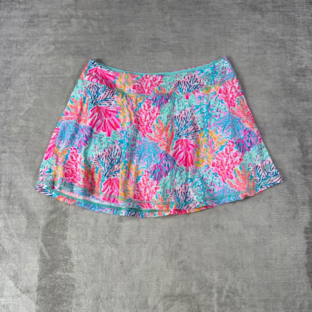 Lilly Pulitzer Luxletic Skort Womens Medium Multicolor Coral Print Active Golf